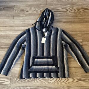 GAP Men's Blue and Gray Striped Hoodie Sweater NWT